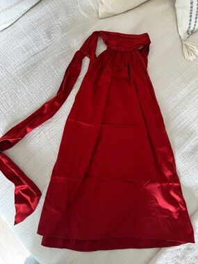 Ramy Brook Red Satin Halter Top